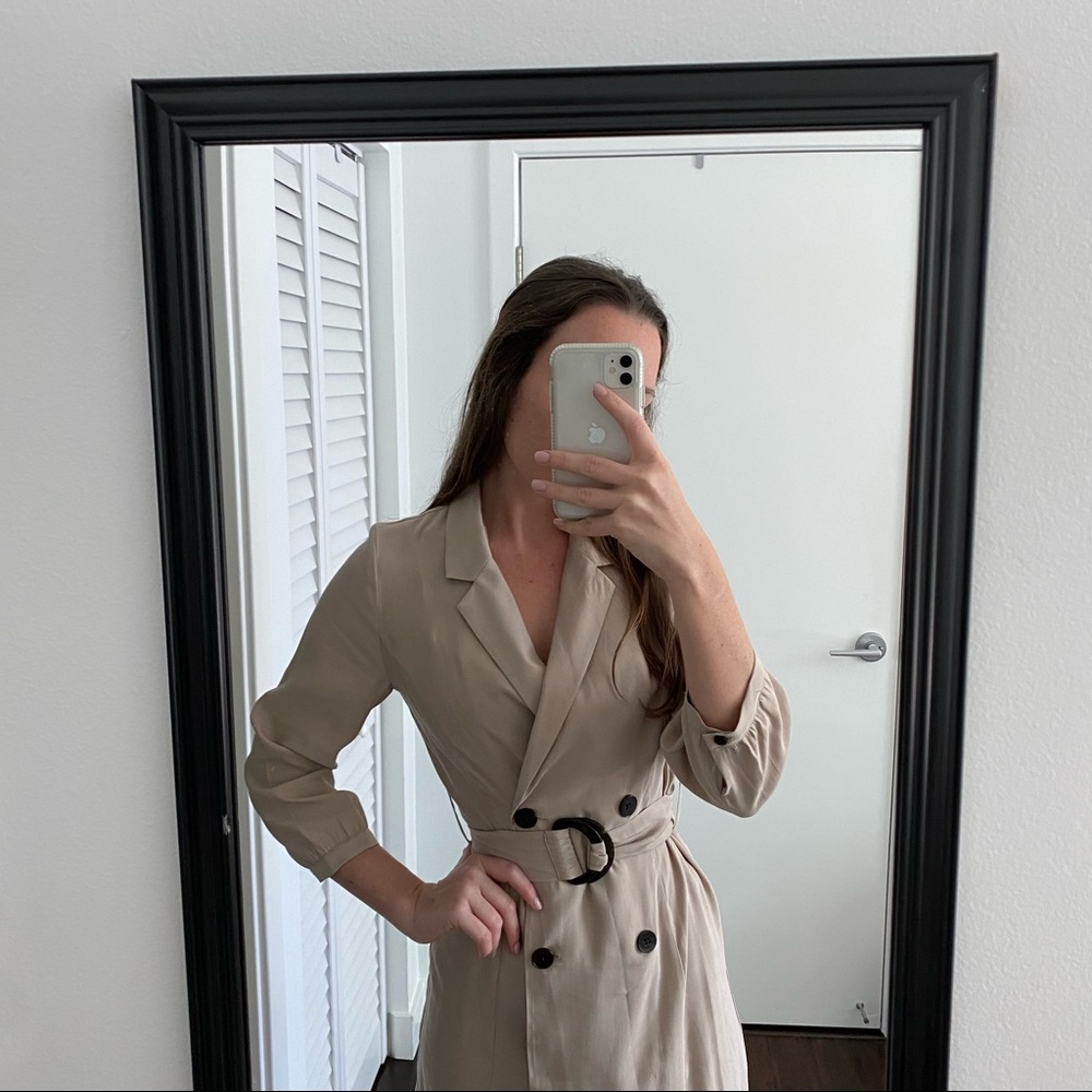 MANGO beige trench-coat dress with belt and buttons
